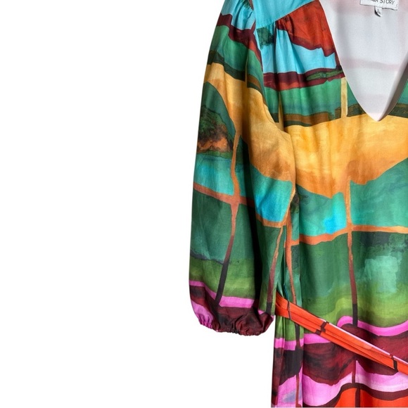 WILLA STORY Vinnie Maxi Dress Multi-Color Striped Print V-Neck  Size: Large - Picture 4 of 14